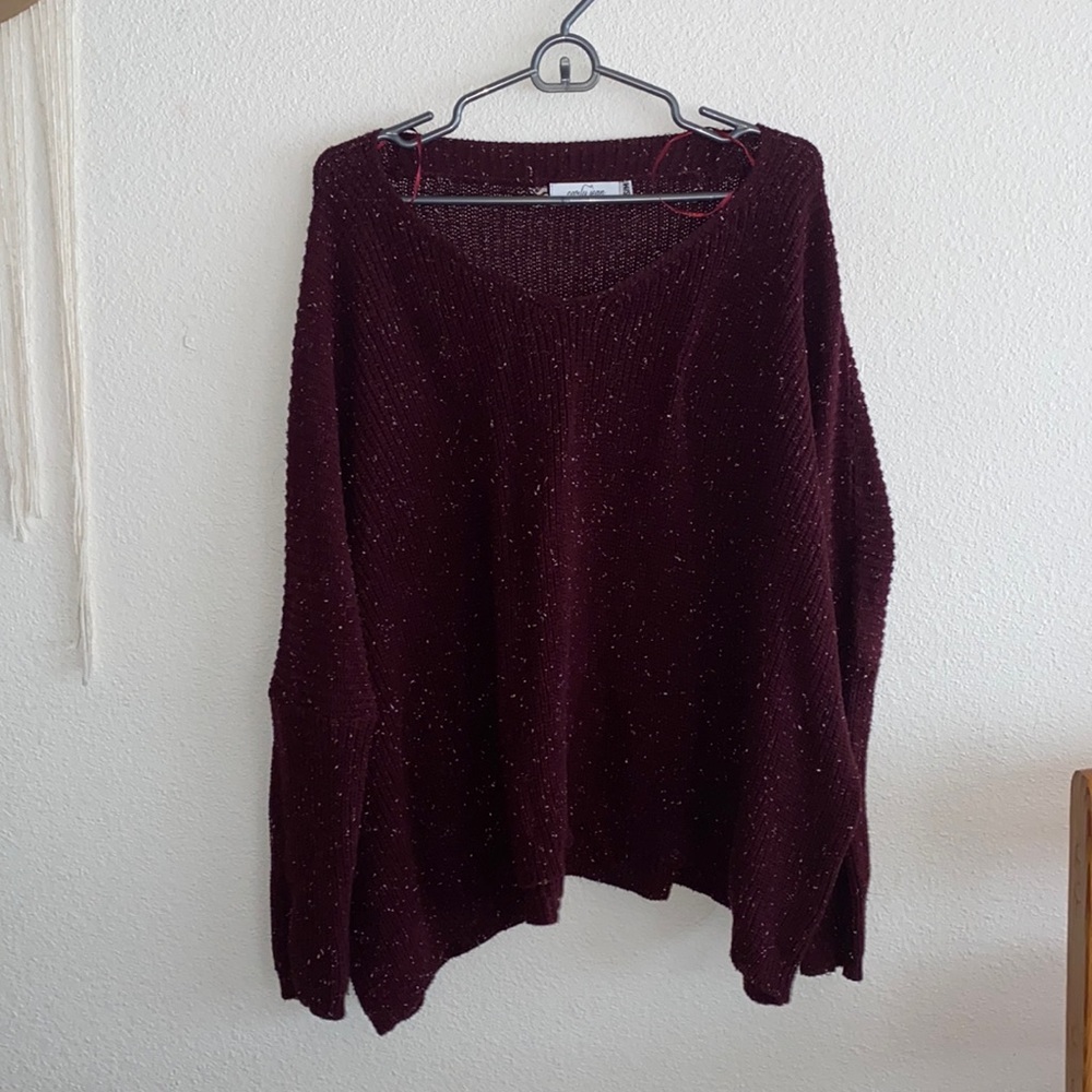 Oversized, off the shoulder, knit sweater